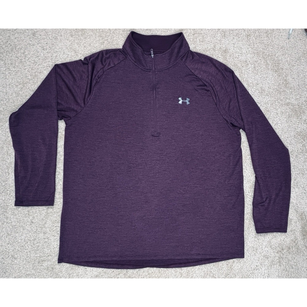 Under Armour Men's Maroon 1/2 Zip Heatgear Loose Fit Long Sleeve Shirt 2XL